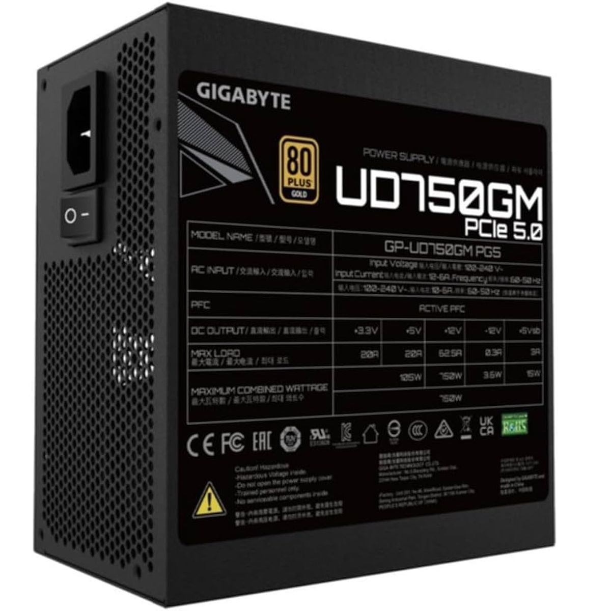 GIGABYTE - Fuente de Poder Gigabyte UD750GM PG5 750W 80 Plus Gold ATX Negro
