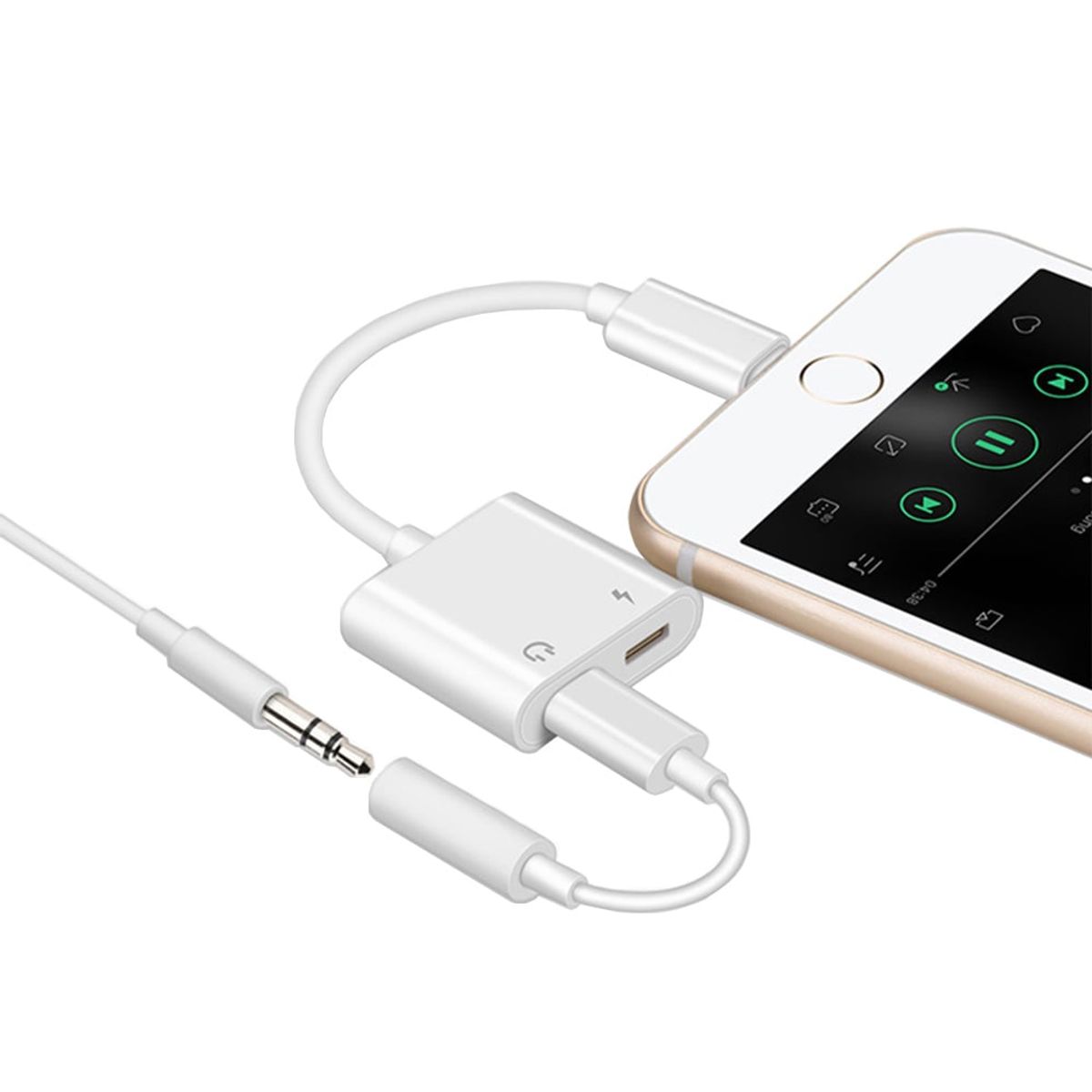 GENERICO - Adaptador audio y carga dual lightning a lightning para iPhone