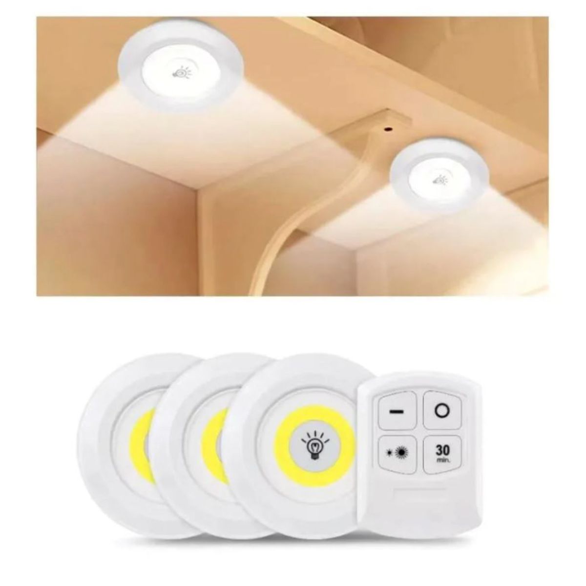 GENERICO - Luz Led con Control Remoto Inalámbrico 3 unidades