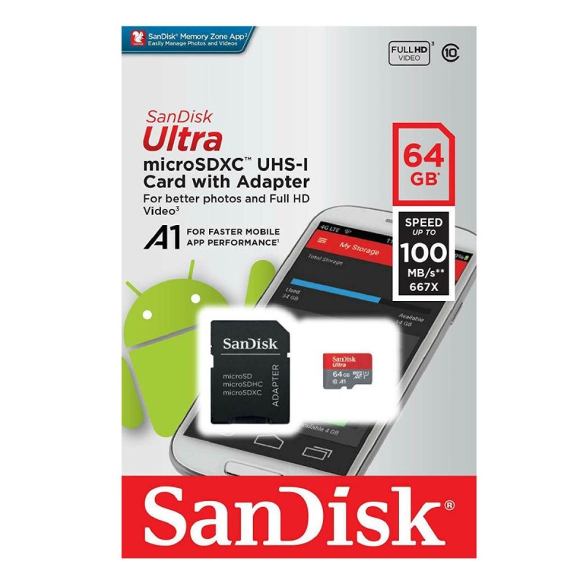 SANDISK - Memoria MicroSD SanDisk  Ultra A1 Class10 - 64GB