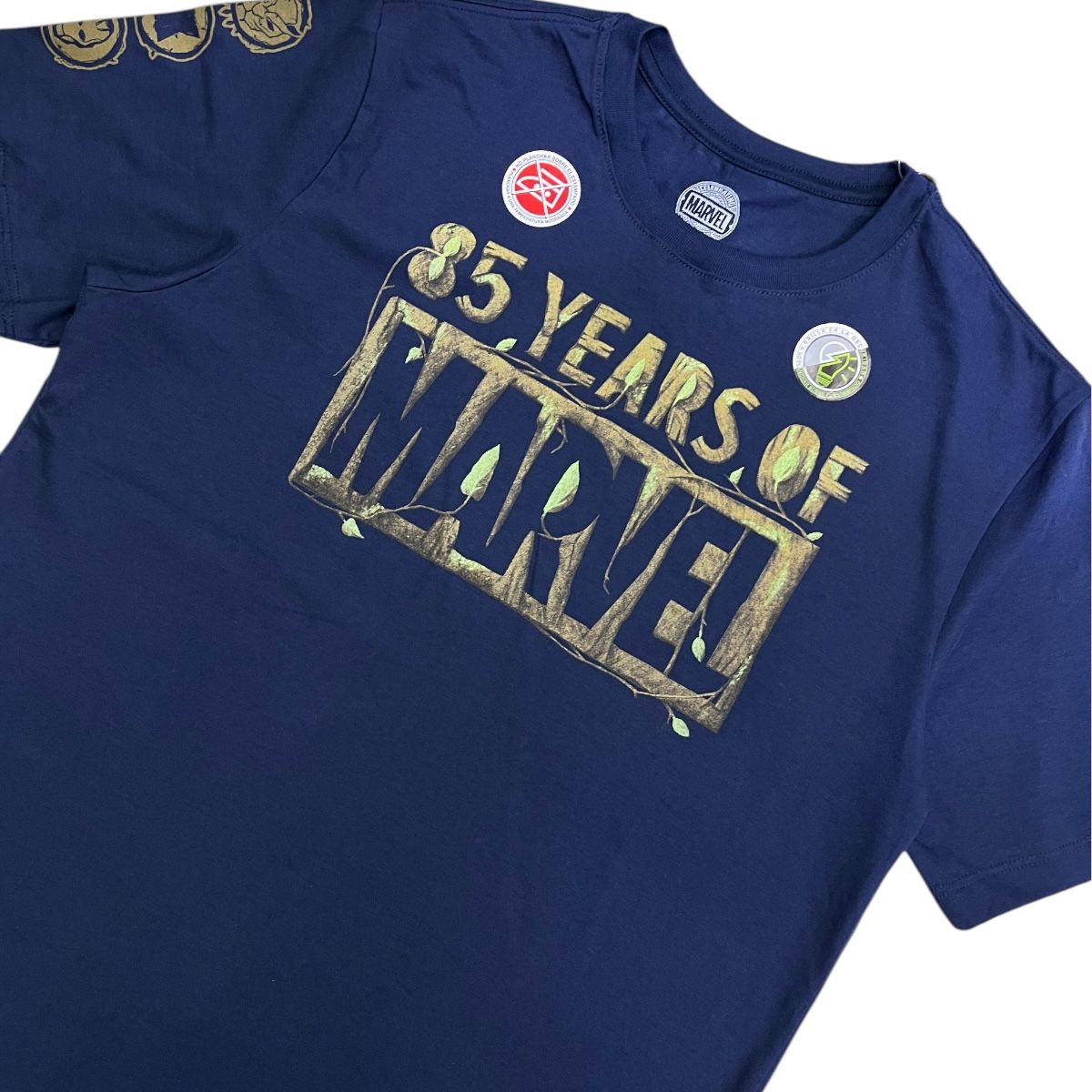 MARVEL - Polo Marvel Comics Hombre Manga Corte Azul Marino Algodón