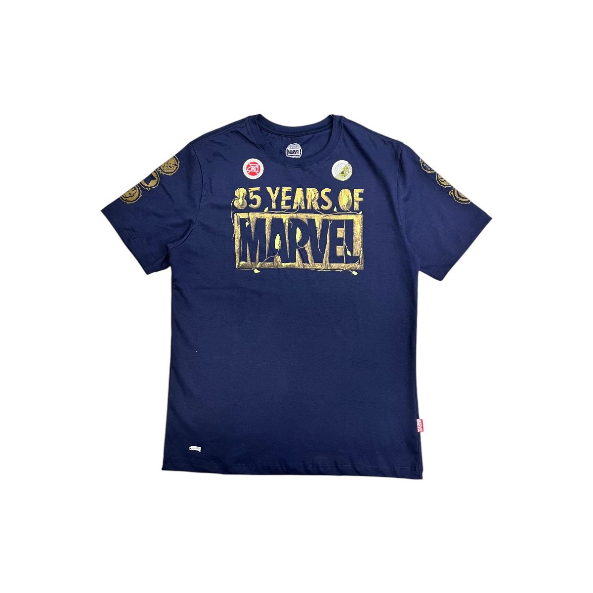 MARVEL - Polo Marvel Comics Hombre Manga Corte Azul Marino Algodón