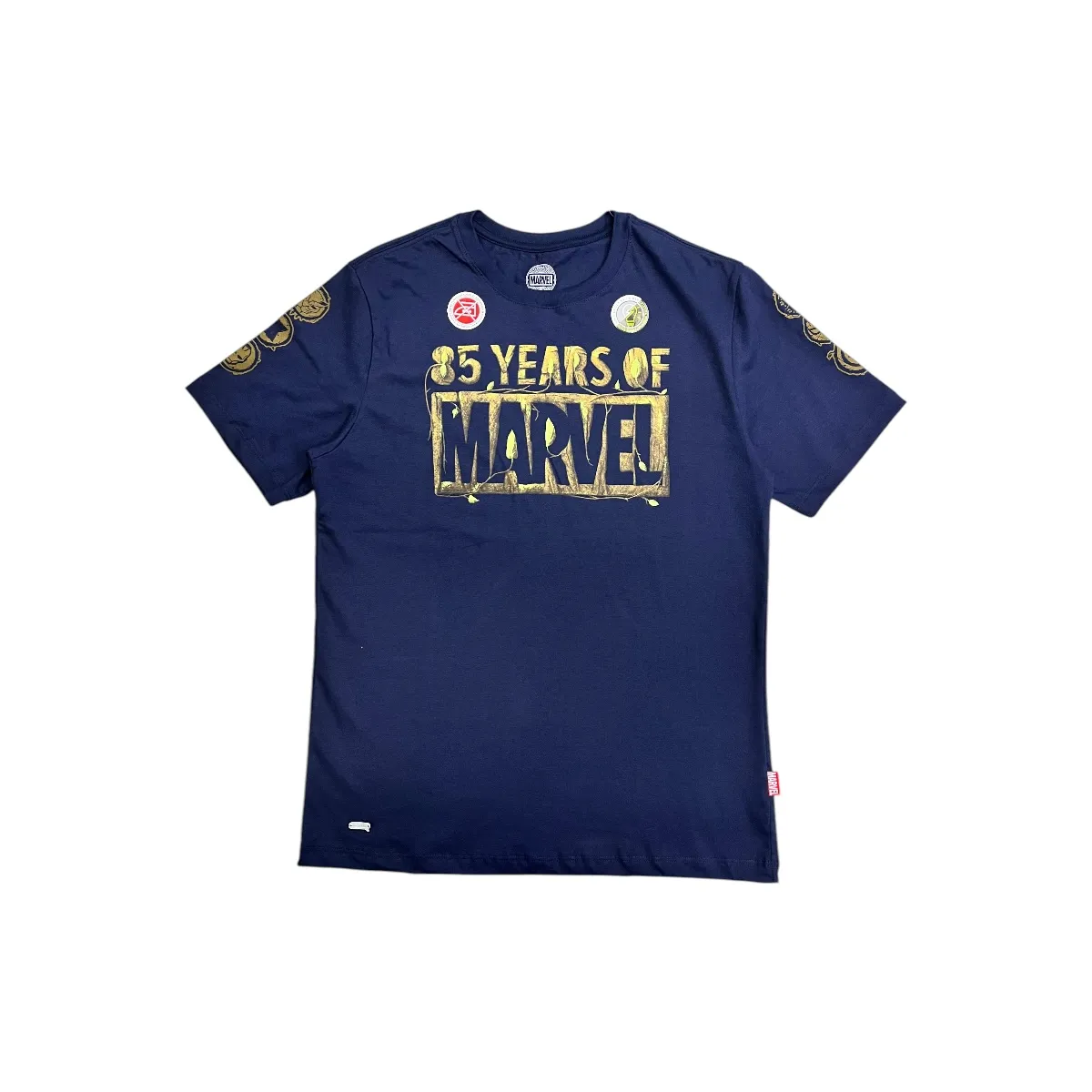 MARVEL - Polo Marvel Comics Hombre Manga Corte Azul Marino Algodón