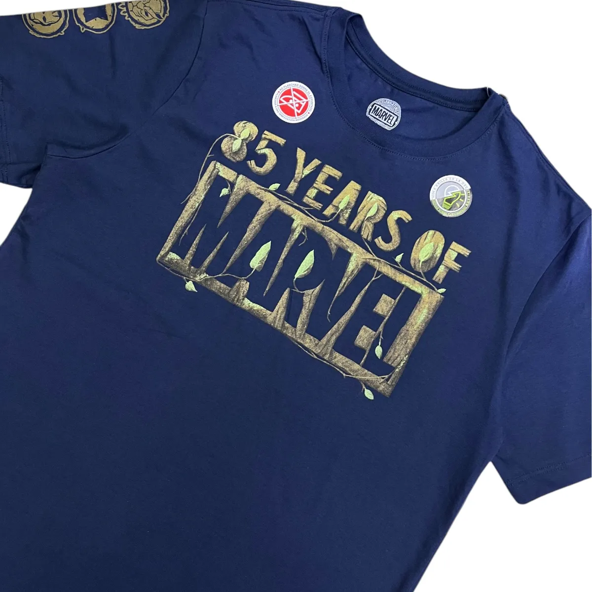 MARVEL - Polo Marvel Comics Hombre Manga Corte Azul Marino Algodón