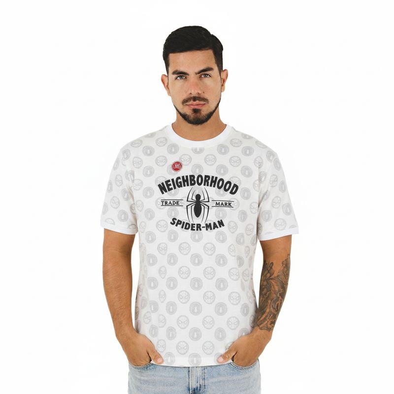 MARVEL - Polo Spiderman Manga Corta Hombre Blanco Algodón