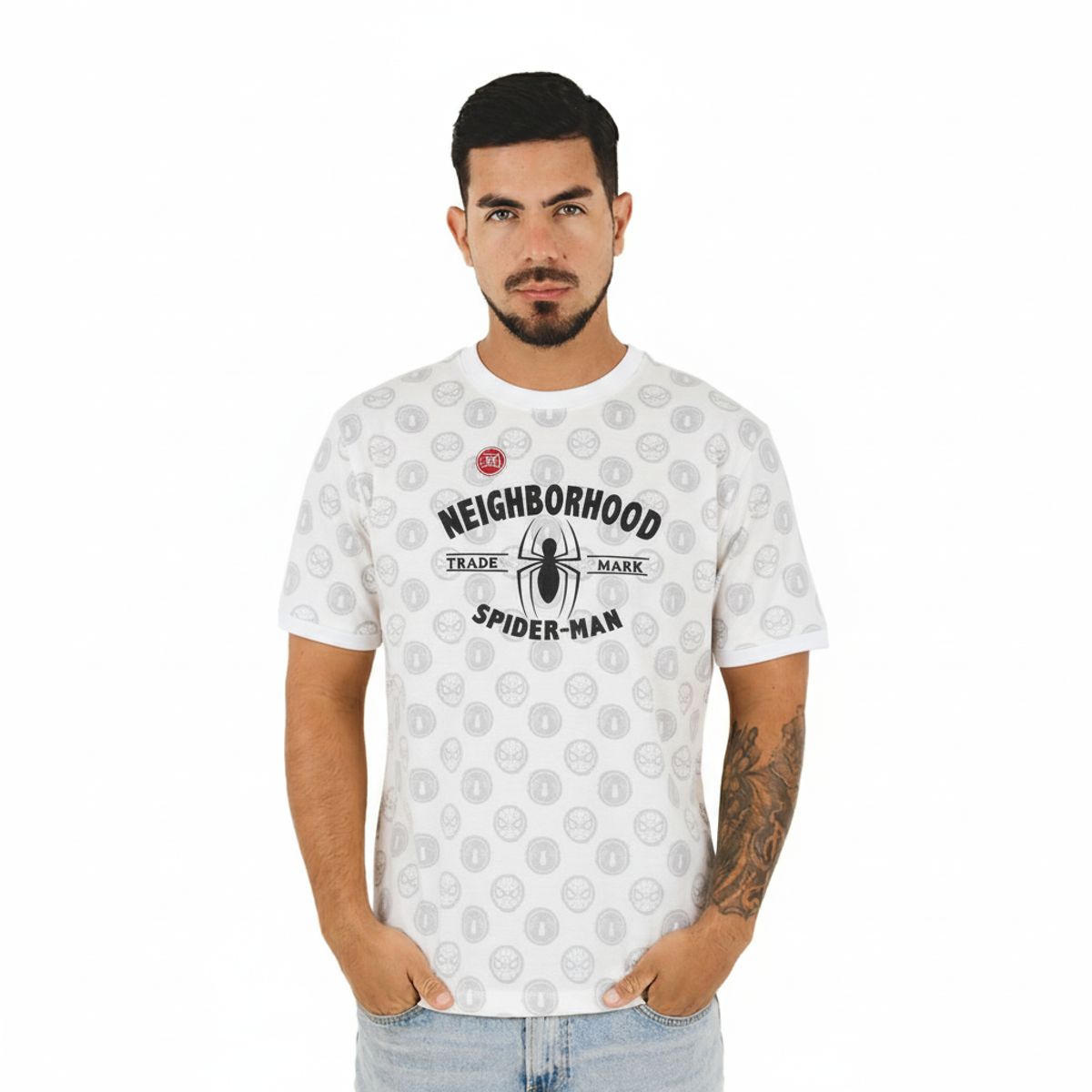 MARVEL - Polo Spiderman Manga Corta Hombre Blanco Algodón