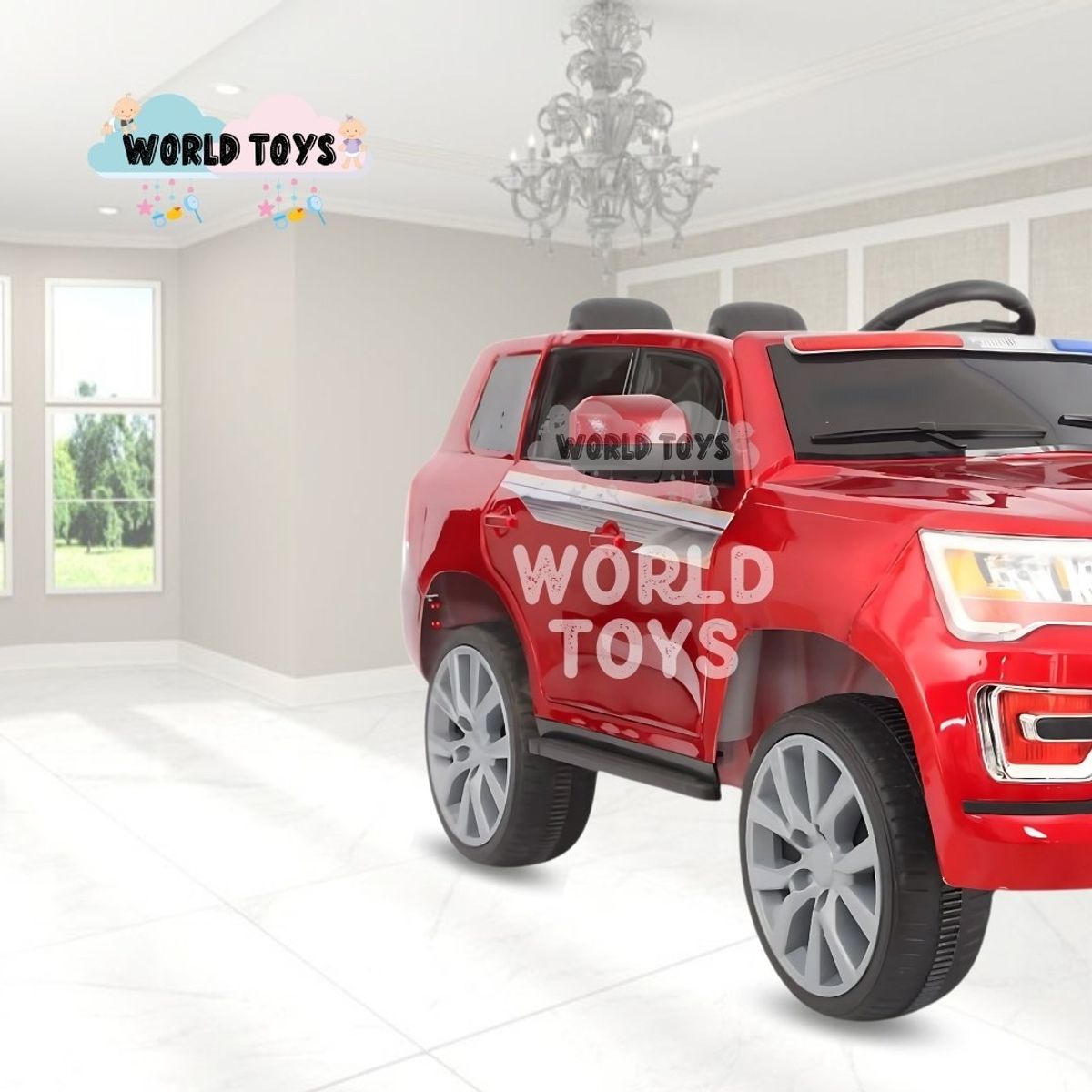 KING - Carro a Batería Para Niños «POLICE» Red