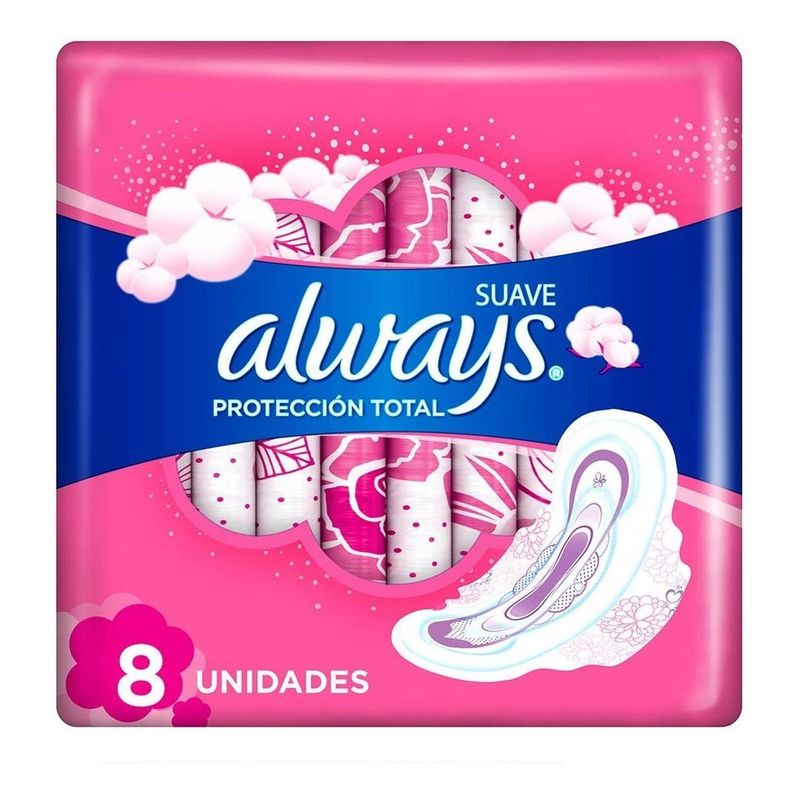 ALWAYS - Toallas Higiénicas Always Protección Total Tela Suave 8 un