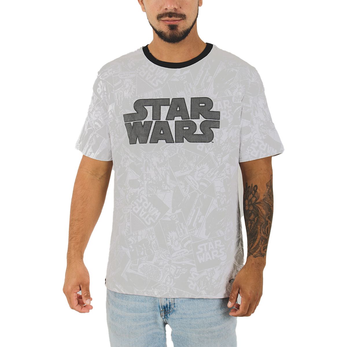STAR WARS - Polo Star Wars Manga Corta Blanco Hombre Algodón