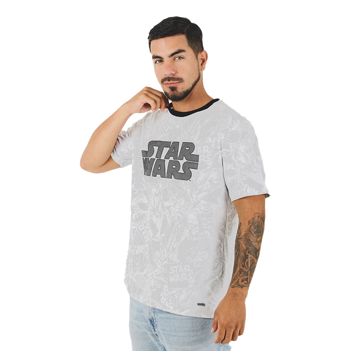 STAR WARS - Polo Star Wars Manga Corta Blanco Hombre Algodón
