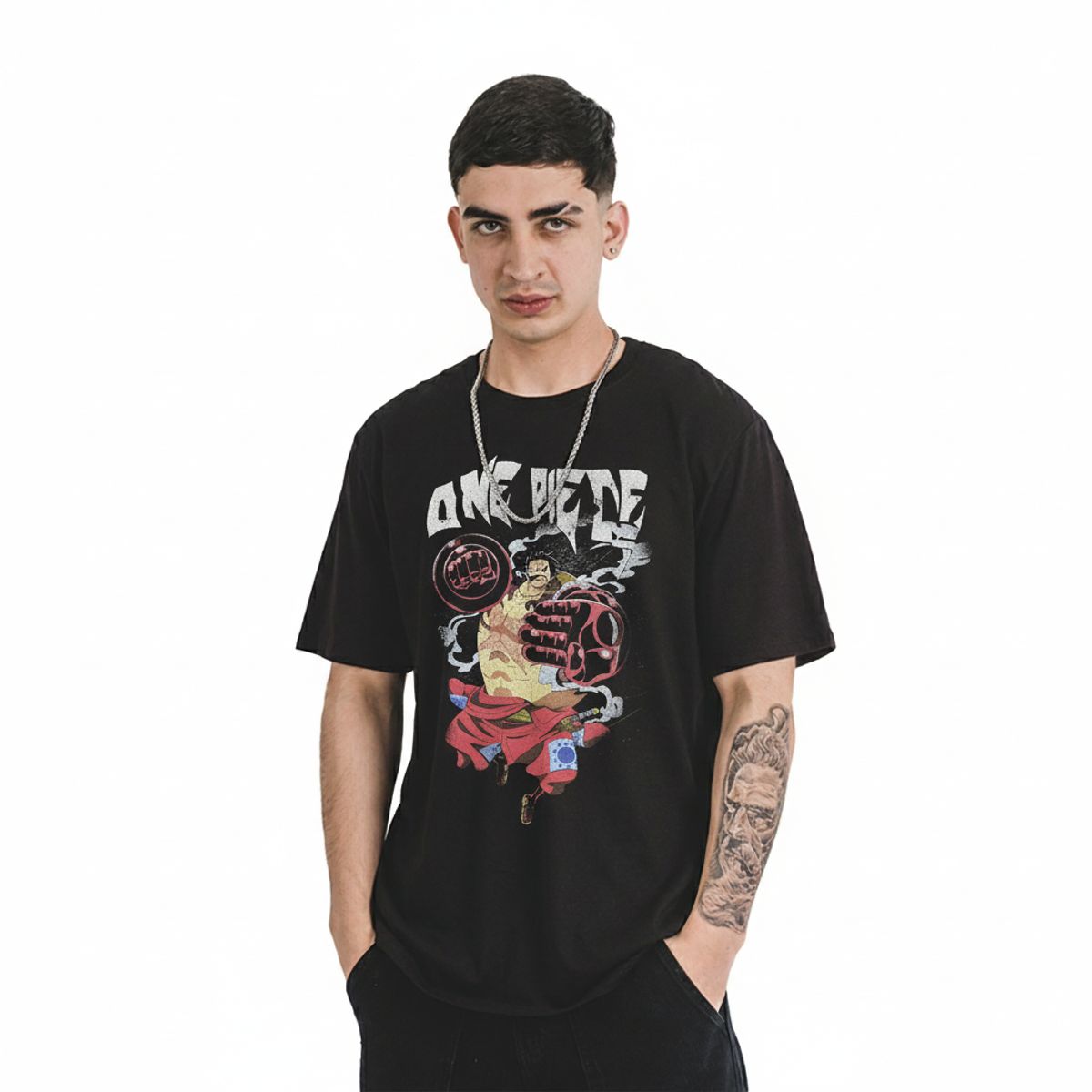 TOEI ANIMATION - PoloOversize Manga Corta One Piece Hombre Color Negro Algodón