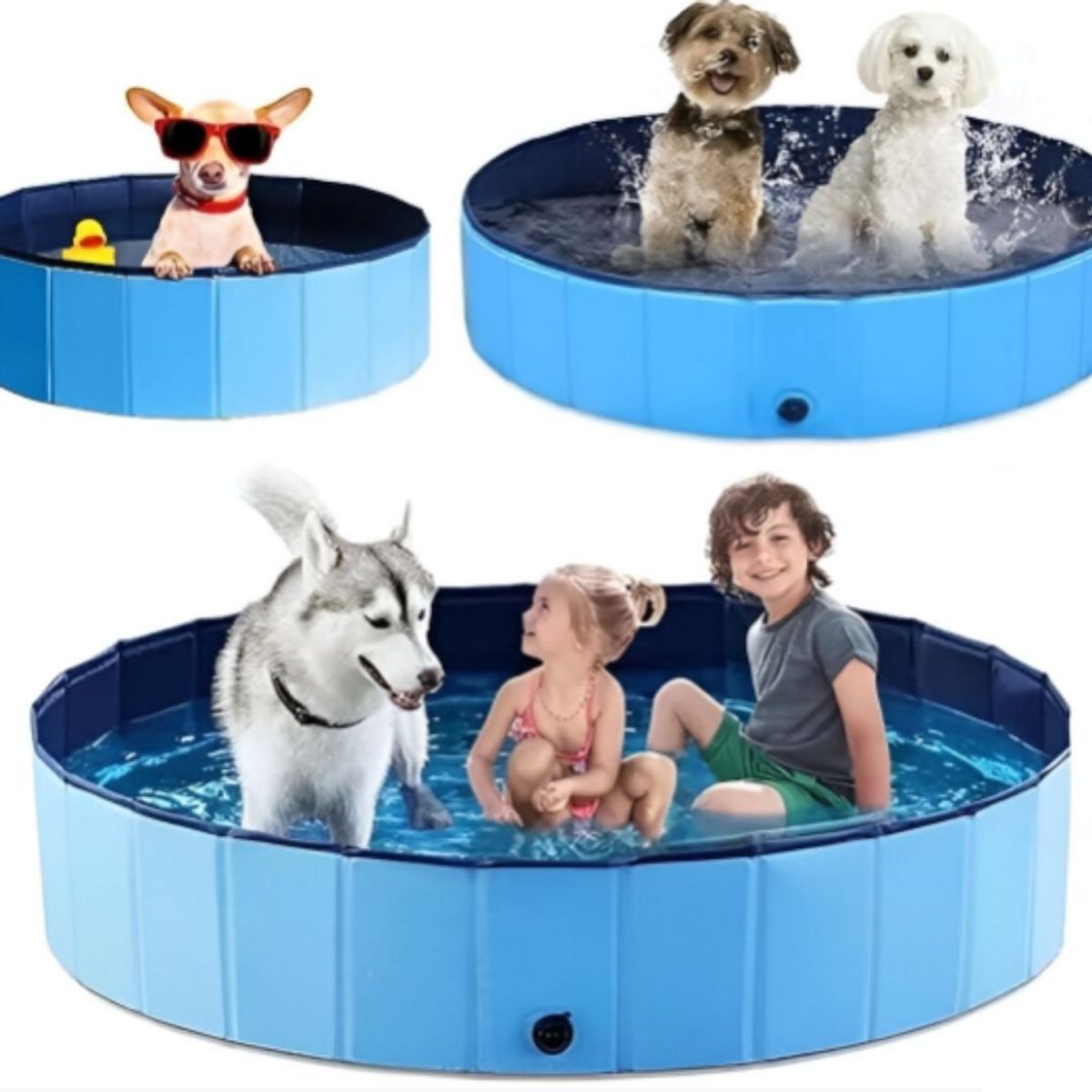 GENERICO - Piscina Portatil Para Mascotas XXL Azul y Celeste