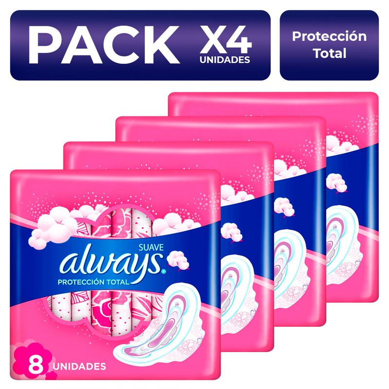 ALWAYS - PackX4 Toallas Always Protección Total Tela Suave 8 un