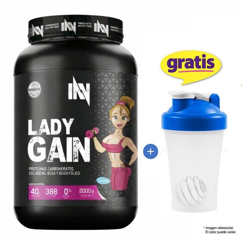 INN INNOVATE NUTRITION - Proteína Suero de Leche Lady Gain 2 kg Vainilla - 19 Servicios