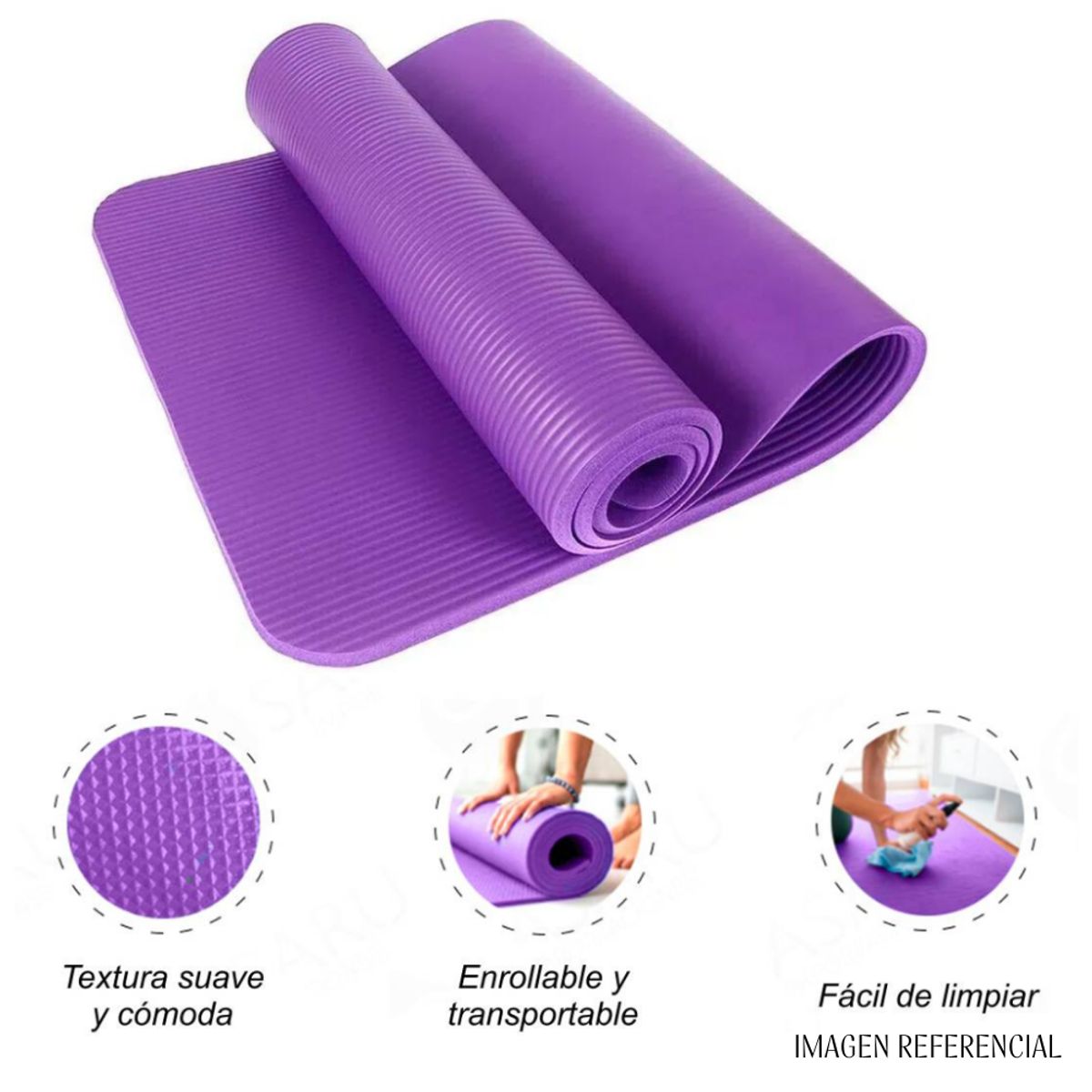 GENERICO - Mat de Yoga 15 mm con Elástico Portátil