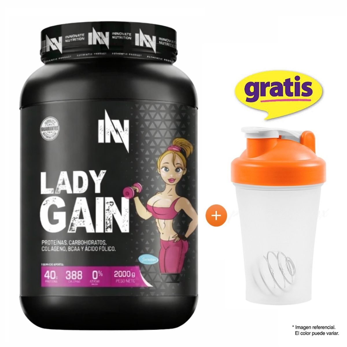 INN INNOVATE NUTRITION - LADY GAIN 2KG INN CHOCOLATE + SHAKER