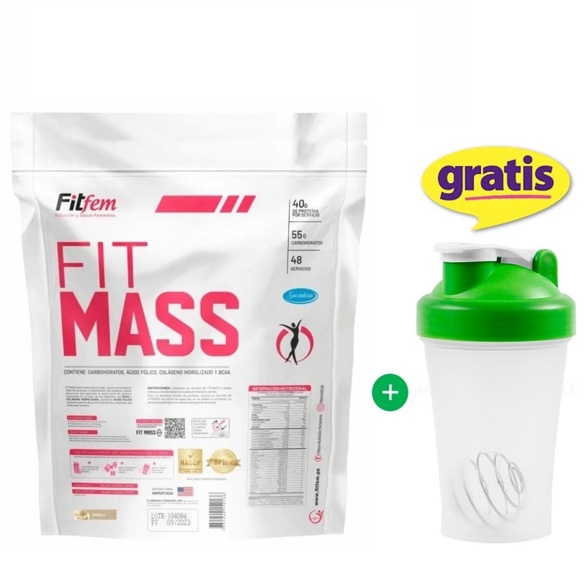 FITFEM - Proteína Fitfem Fit Mass 5 kg Chocolate + Shaker