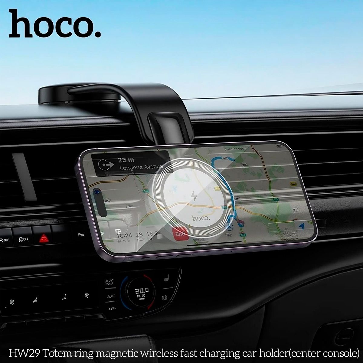 HOCO - Holder Magnetico Hoco Hw29 Carga Inalambrica 15w
