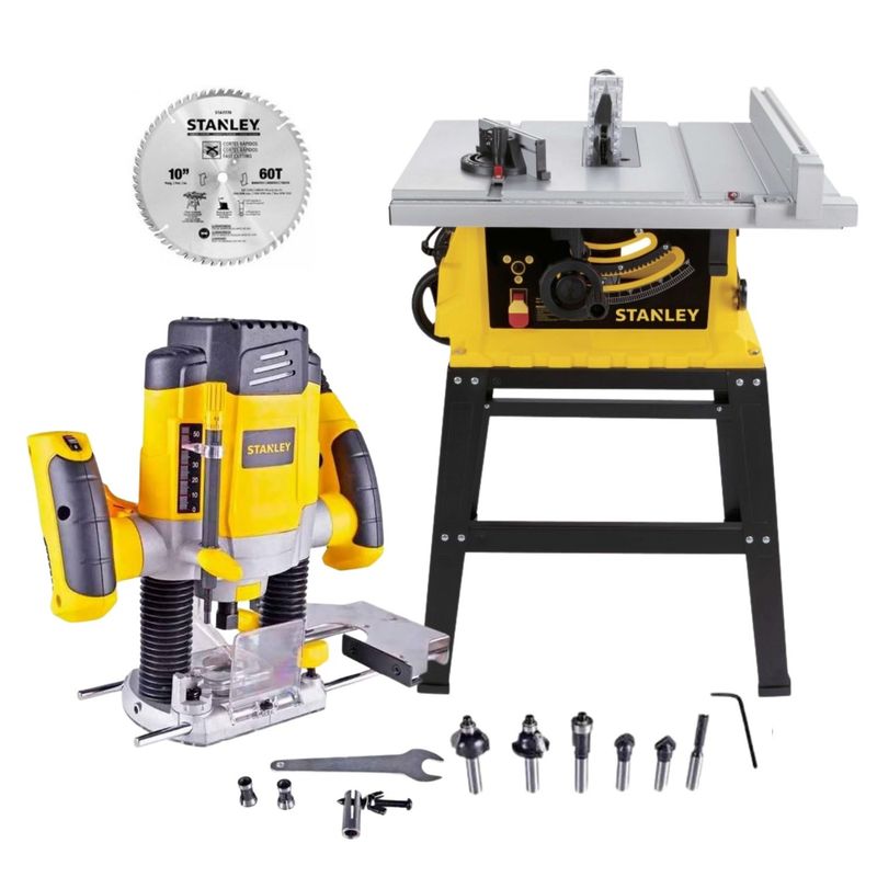 STANLEY - Combo Sierra de mesa 10 1800w + ruteadora 1200w Stanley