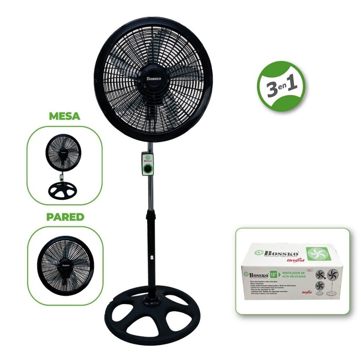 BOSSKO - Ventilador Orbital Bossko de 18″ BK-8233VO Negro
