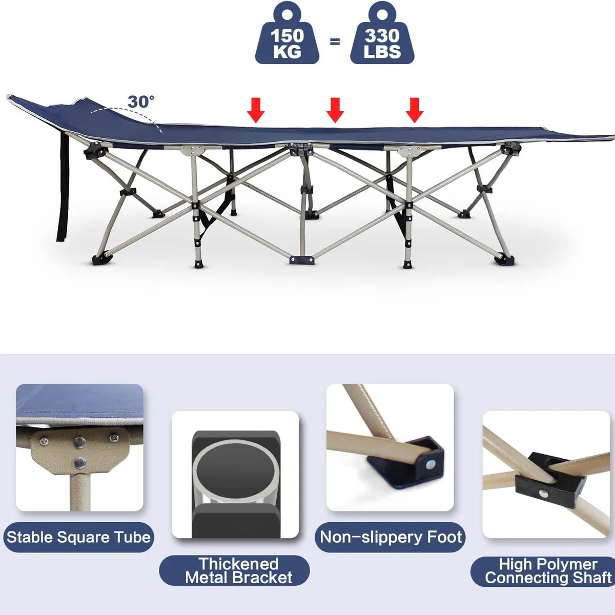 GENERICO - CAMA CAMILLA PLEGABLE CAMPING PÓRTATIL DE ALTA RESISTENCIA