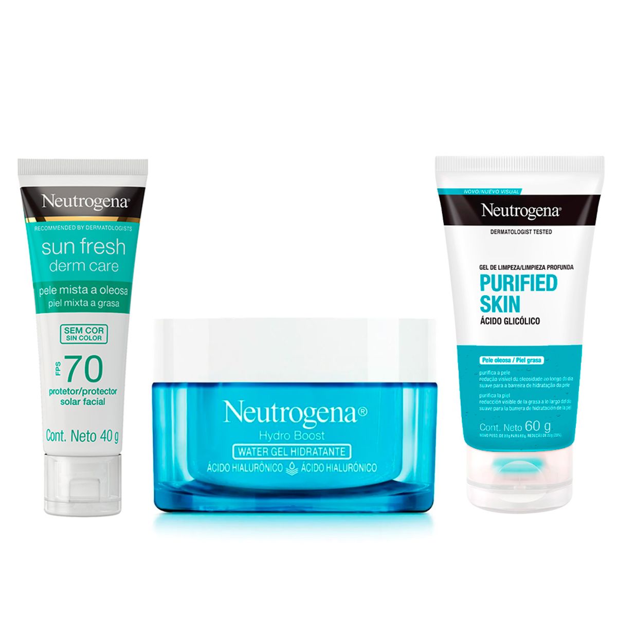 NEUTROGENA - Combo Neutrogena Limpiador + Hidratante + Spf 70 Piel Oleosa