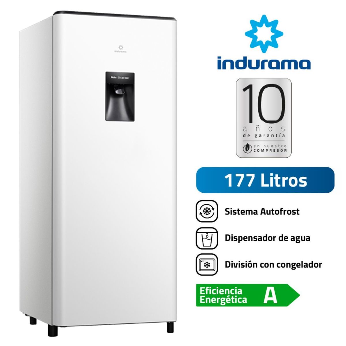 INDURAMA - Refrigeradora Indurama 177L Autofrost Blanco RI-289DBL