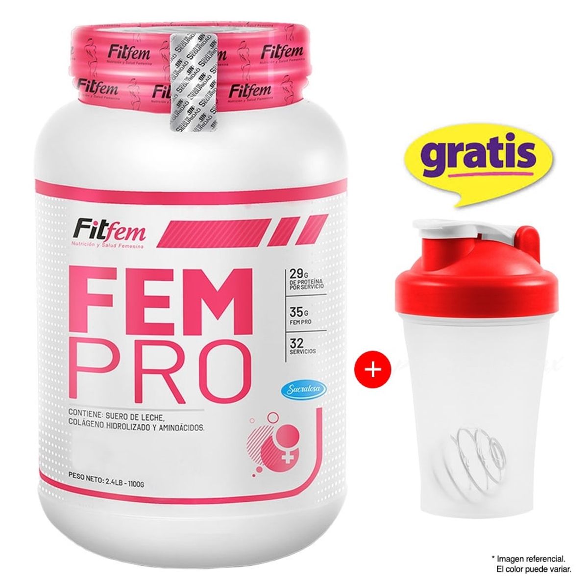 FITFEM - PROTEÍNA FEMPRO 1100 GRAMOS FITFEM CHOCOLATE MÁS SHAKER