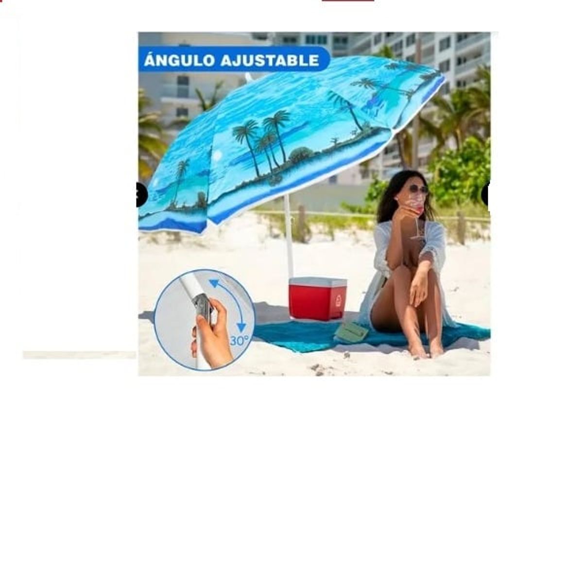 GENERICO - Sombrilla de Playa Grande Y Silla Plegable 2en1