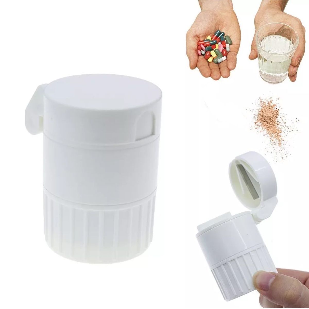 GENERICO - Triturador de Pastillas 3 en 1 Cortador con Pastillero