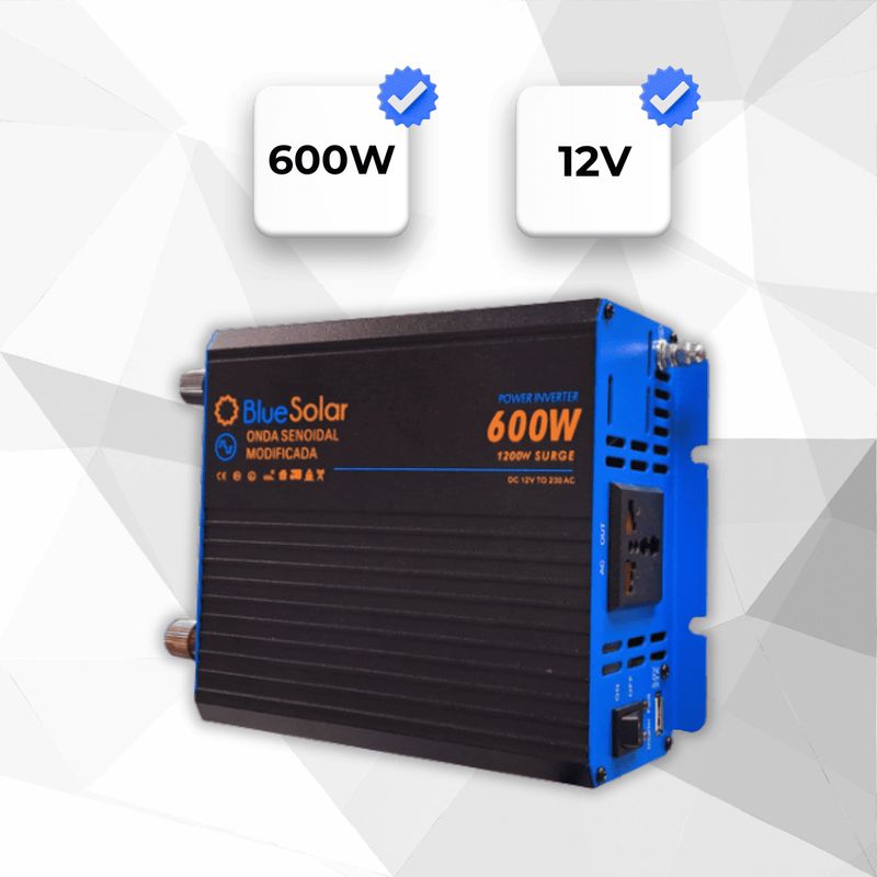GENERICO - INVERSOR DE VOLTAJE 600W 12V ONDA MODIFICADA
