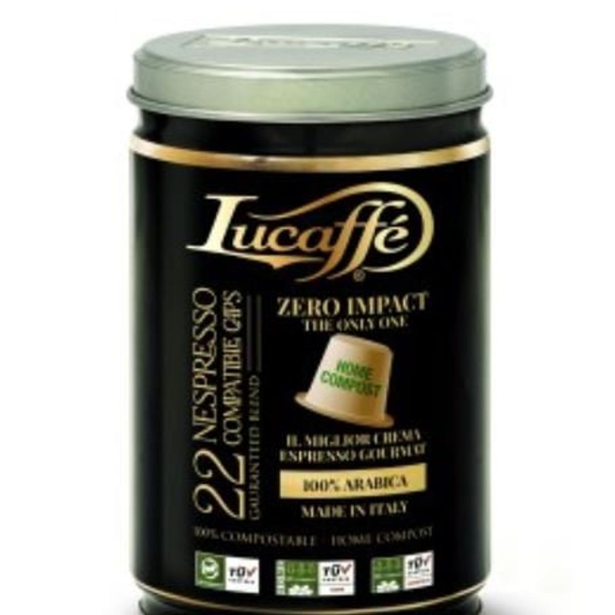 LUCAFFE - Café Molido en Lata - Capsulas Biodegradables- 22 unidades