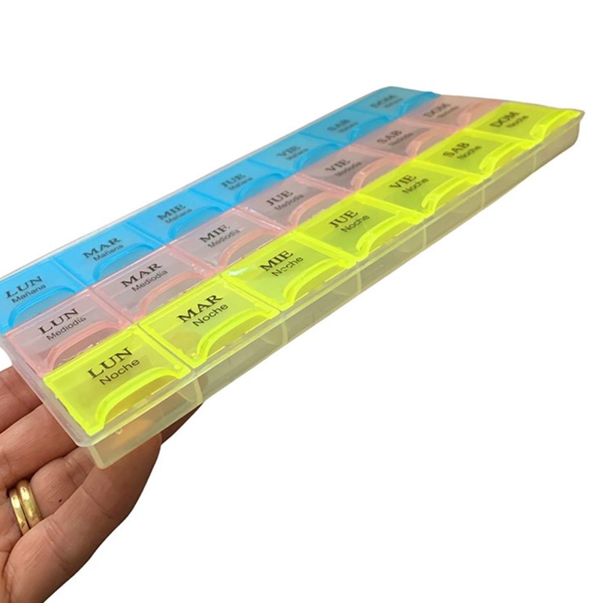 GENERICO - Pastillero Semanal 3 turnos Portátil  21 compartimientos