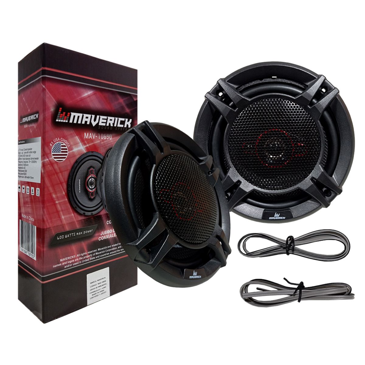 GENERICO - Parlantes Para Auto 6,5 Pulgadas 600w 4 Vías Maverick 10650 Color Negro