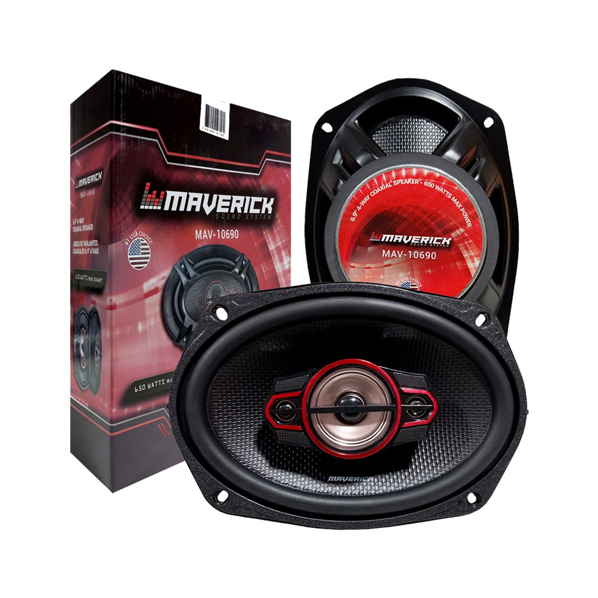 GENERICO - Juego De Parlantes Para Auto 6x9 Maverick 4 Vías 650w Audio Color Negro