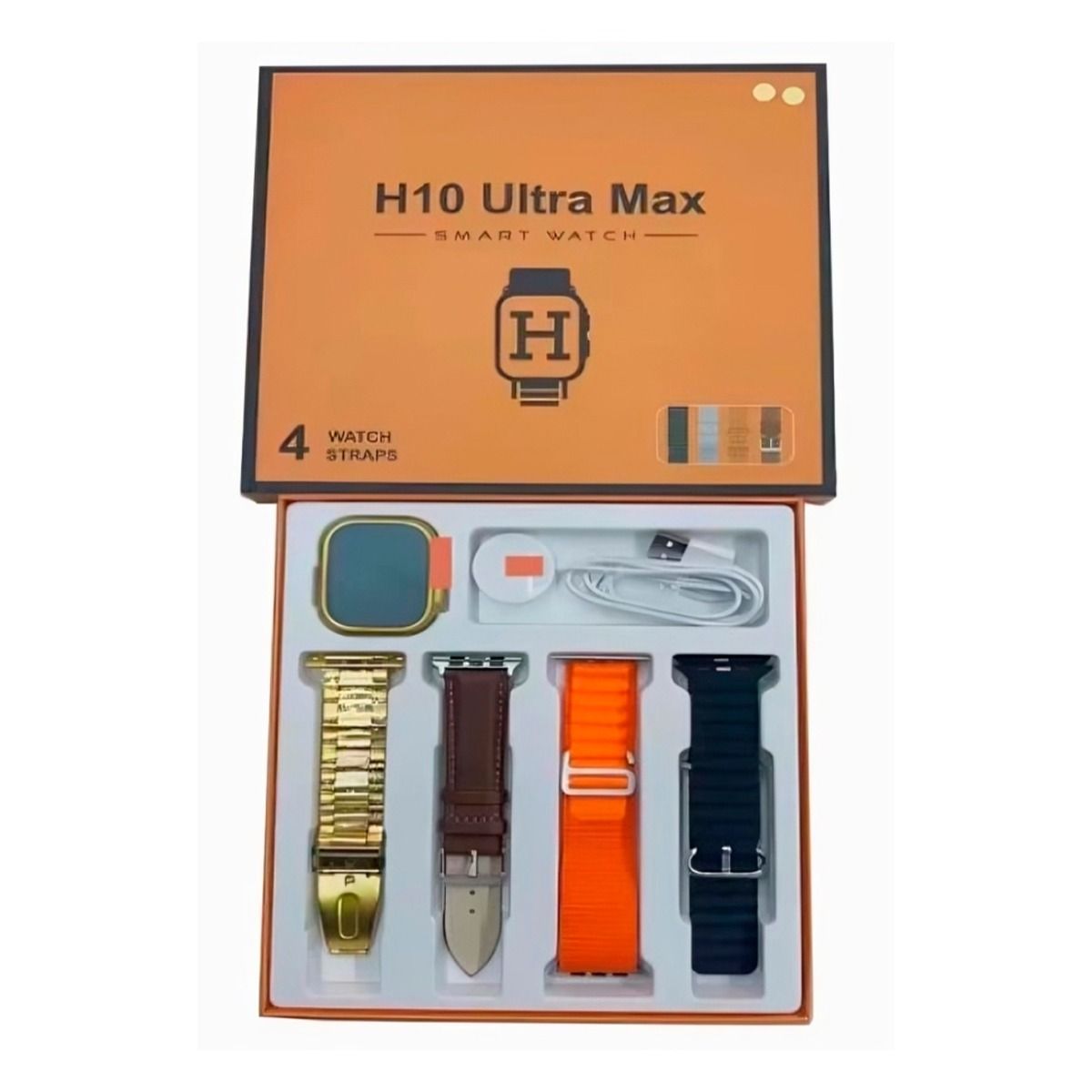 GENERICO - Smartwatch H10 Ultra Max con cargador inalámbrico y 4 Correas