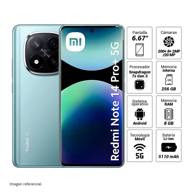 XIAOMI - CELULAR REDMI NOTE 14 PRO PLUS 5G 8GB 256 GB AZUL ESCARCHA