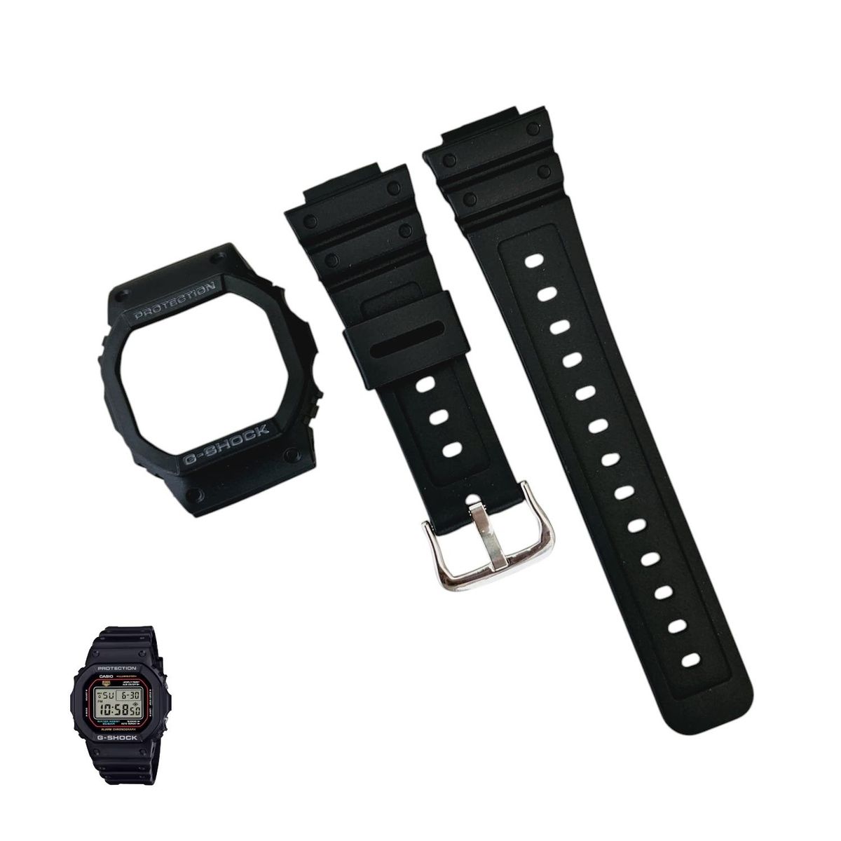 GENERICO - Correa Repuesto con Bisel para CASIO G-SHOCK DW-5600 - Negro