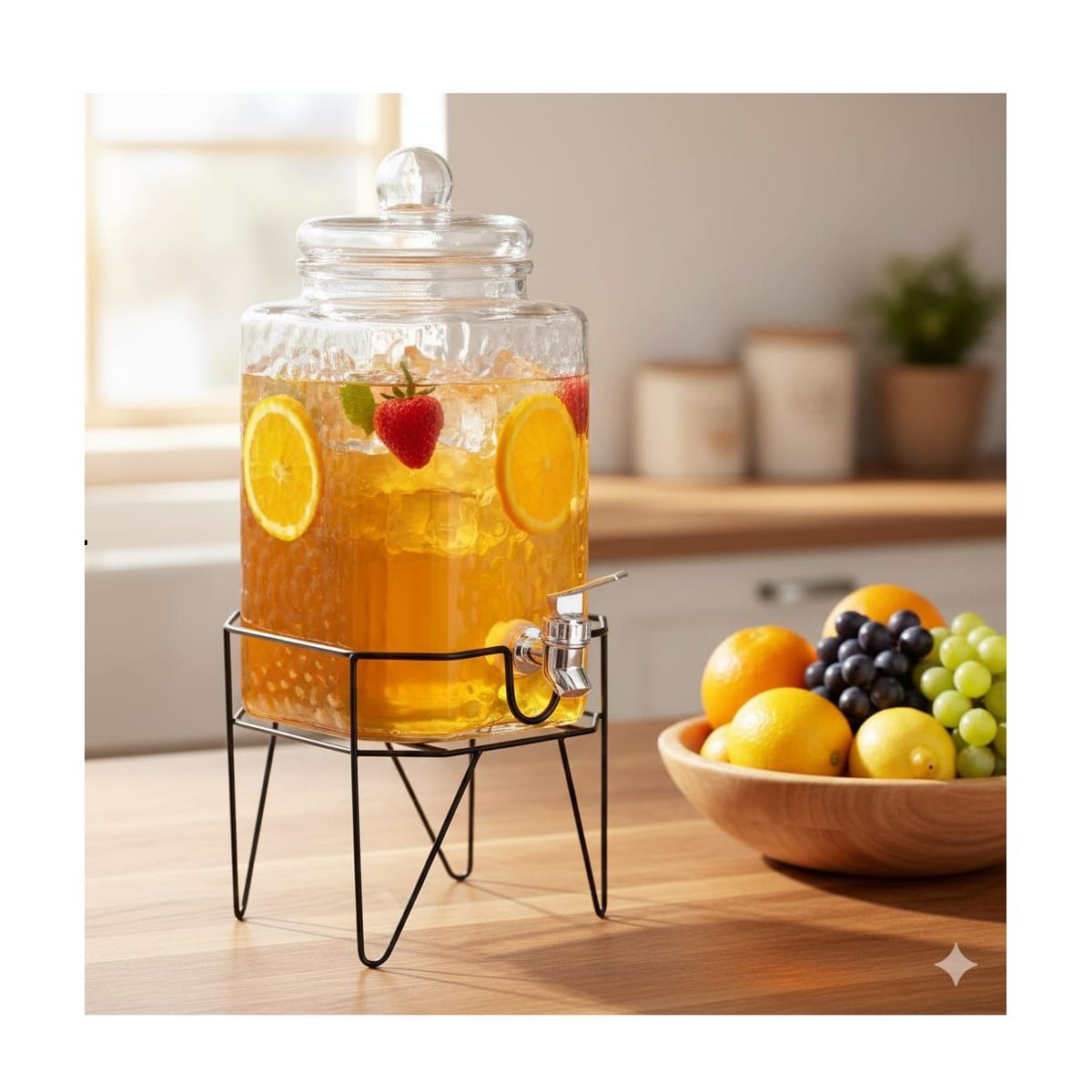 ICHIMATSU - Dispensador de Vidrio 10 Lt Martillado c/Rack