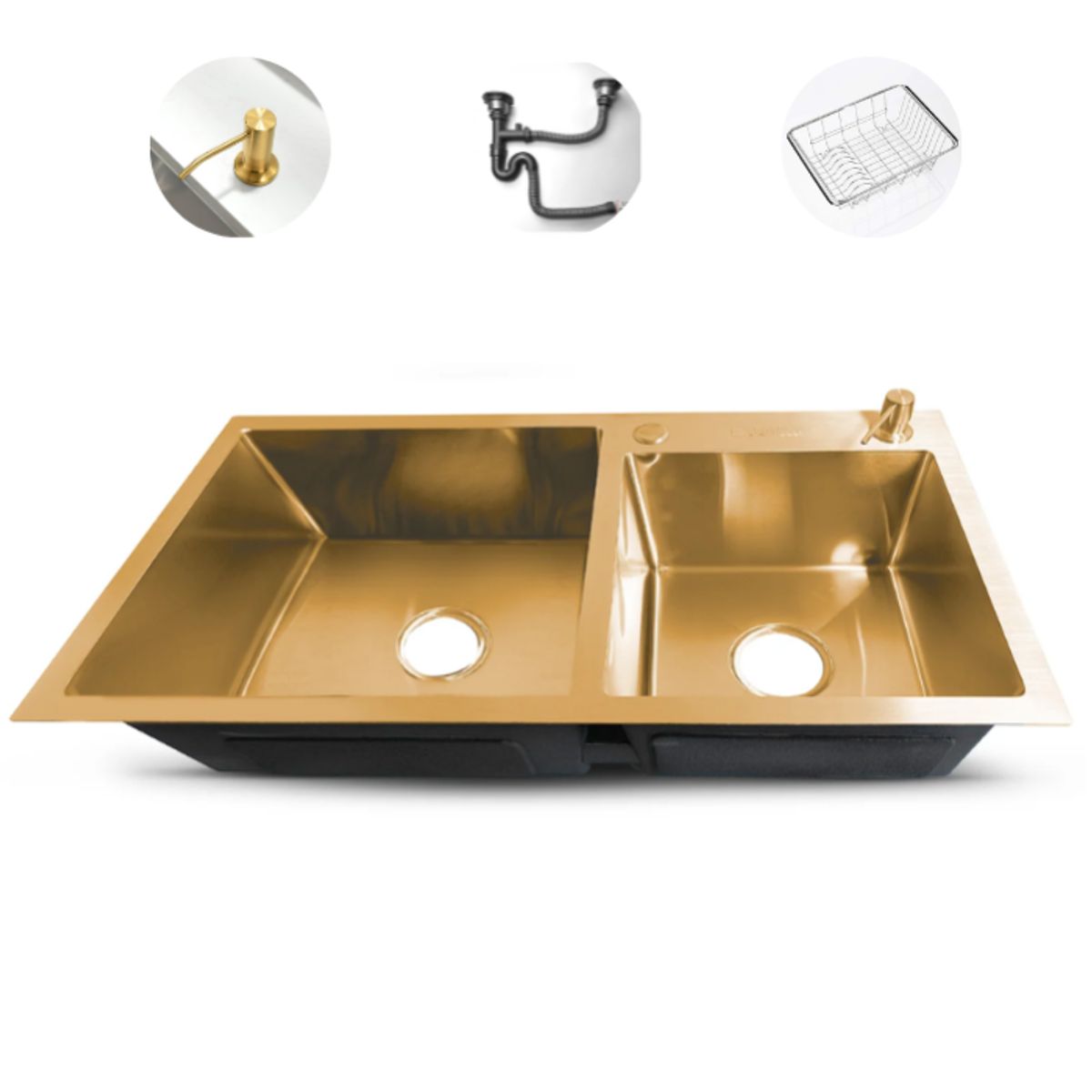 FRATELLI - LAVADERO DE COCINA ACERO DOBLE POZA DORADO PRM-7843G