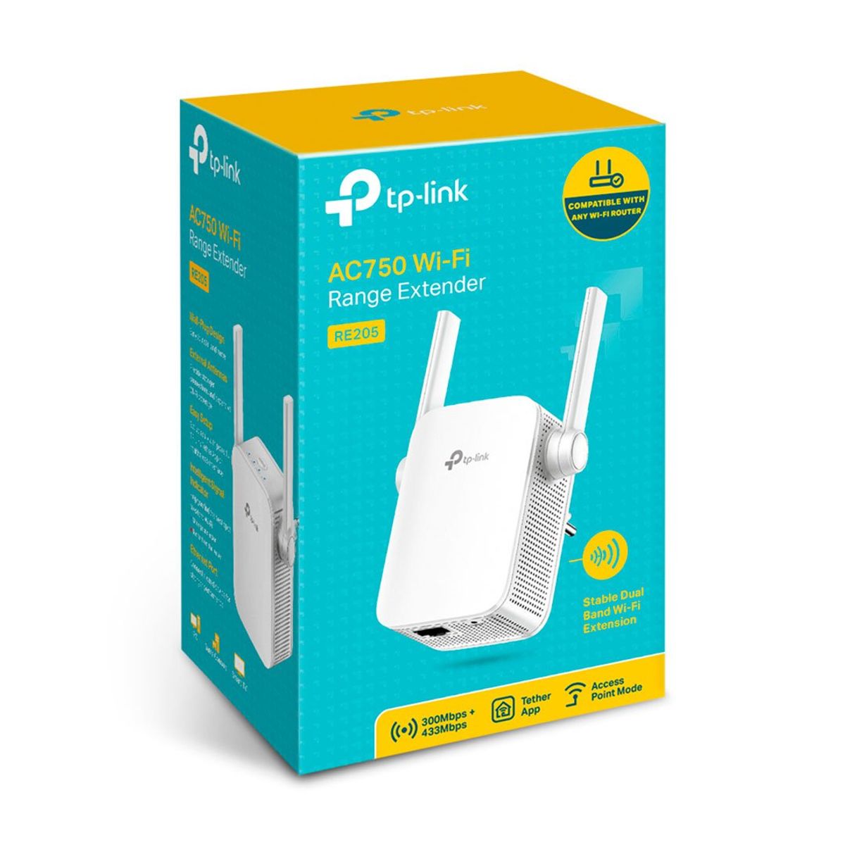 TP LINK - TP-LINK RE205 Repetidor de señal WIFI AC750 Doble banda