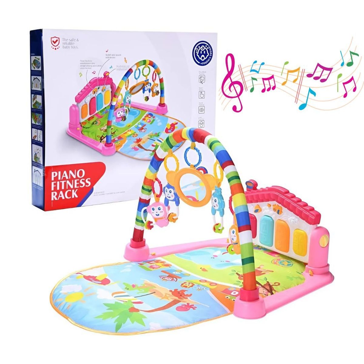 GENERICO - Gimnasio 3 en 1 Interactivo Casita Para Bebé -Celeste