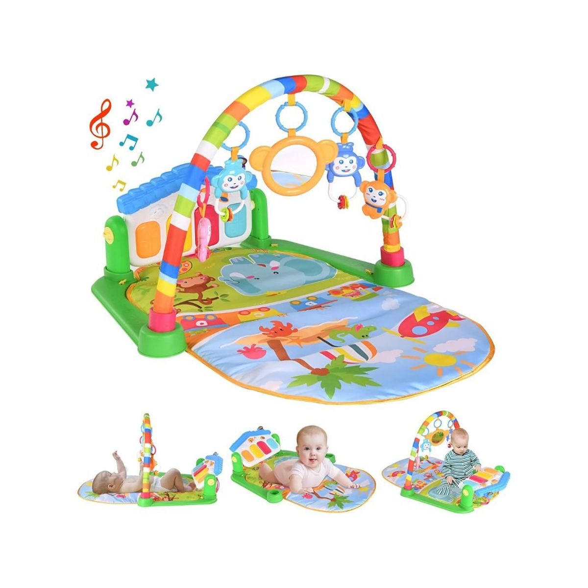 GENERICO - Gimnasio 3 en 1 Interactivo Casita Para Bebé -Celeste