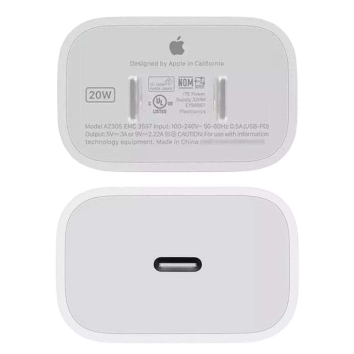APPLE - Cargador De Pared Usb-C 20W Para Iphone Y Ipad A2305 Blanco