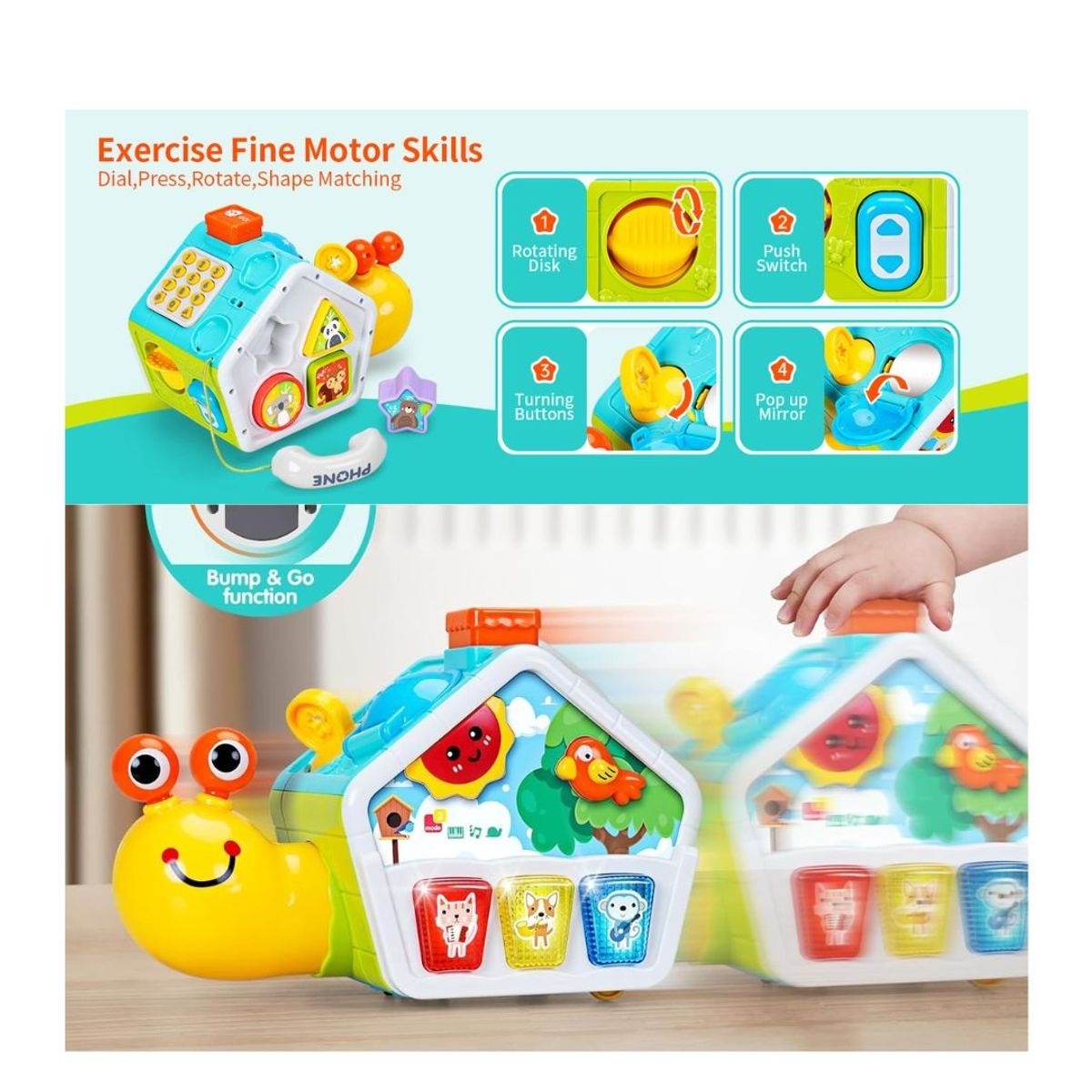 GENERICO - Juguete Montessori Caracol Interactivo de Actividades 6en1