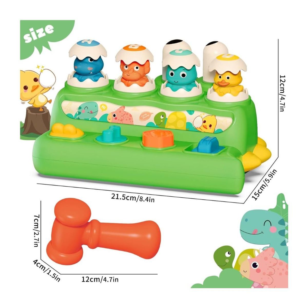 GENERICO - Juego Interactivo Dinosaurios PopIt 2en1 Con Martillo