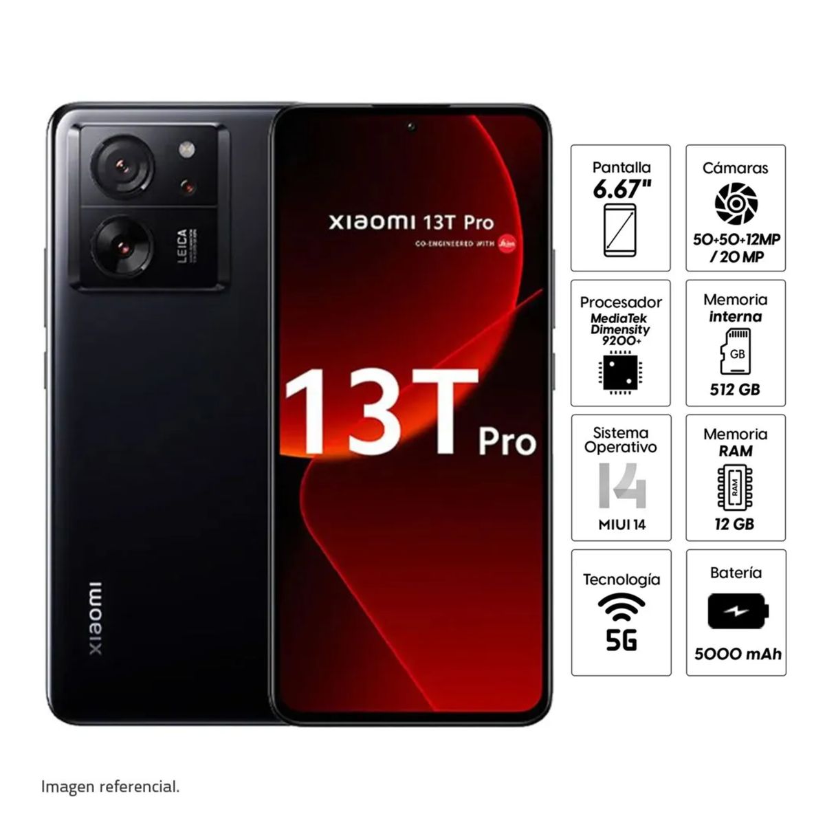 XIAOMI - CELULAR XIAOMI 13T PRO 512GB 12GB RAM NEGRO