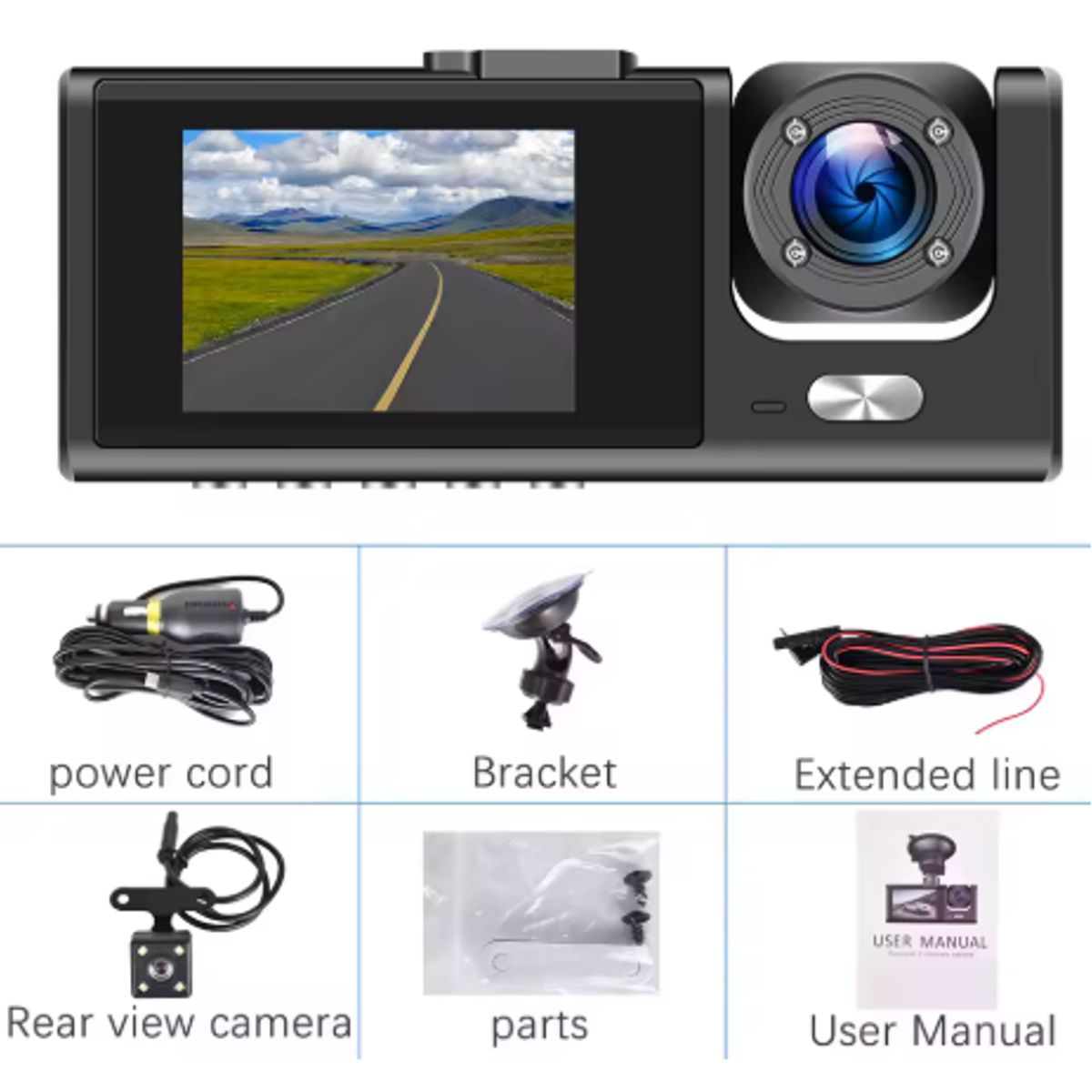 GENERICO - Cámara Triple Vavupo 1080P para Auto