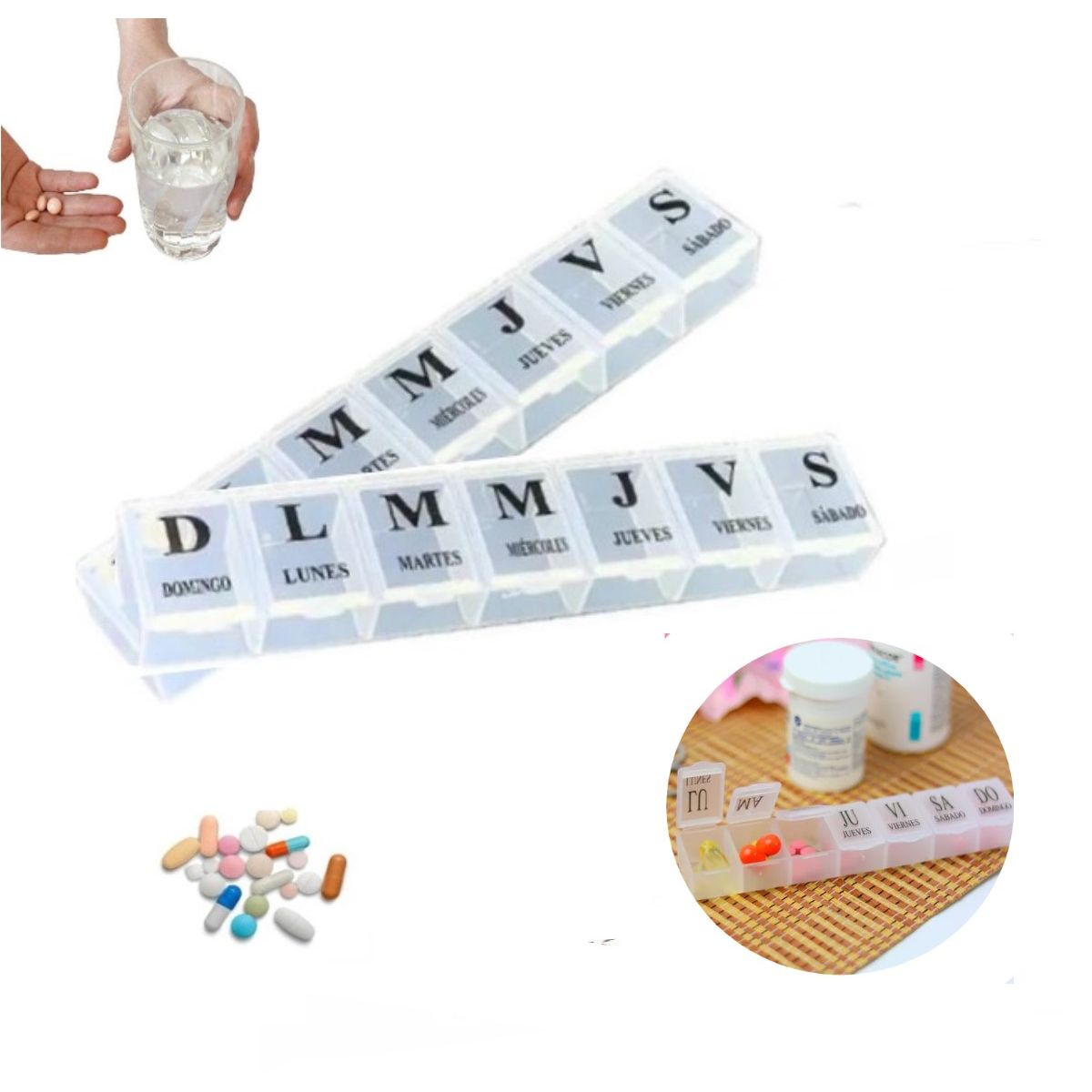 GENERICO - Pastillero Semanal Organizador con Divisiones 2pcs