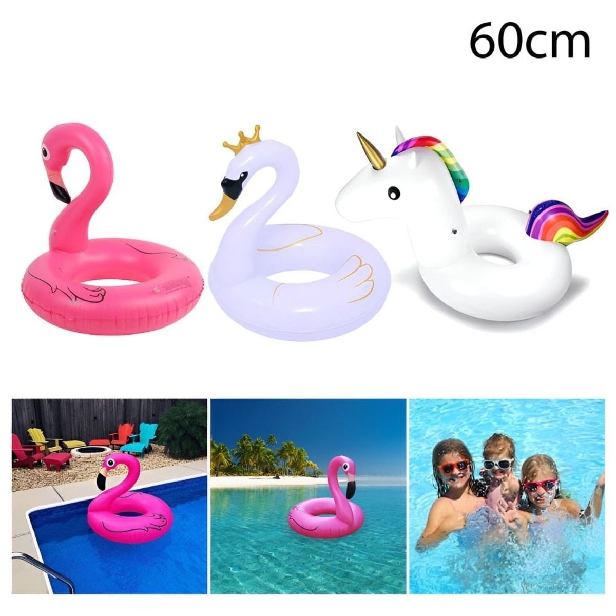 GENERICO - Flotador Inflable Unicornio Niñas Para Piscina Aro 60 cms.